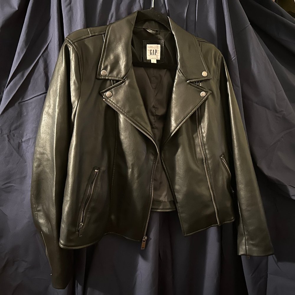 Gap Faux Leather Moto Jacket Large